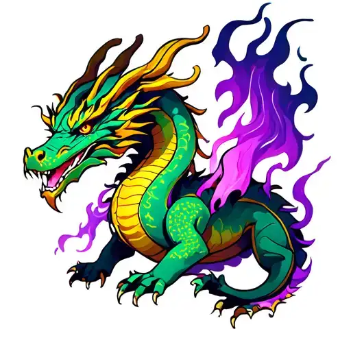 Dragon Purple Flames Mystical