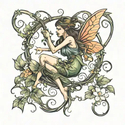 Fairy Hanging From A Vine Wrapping