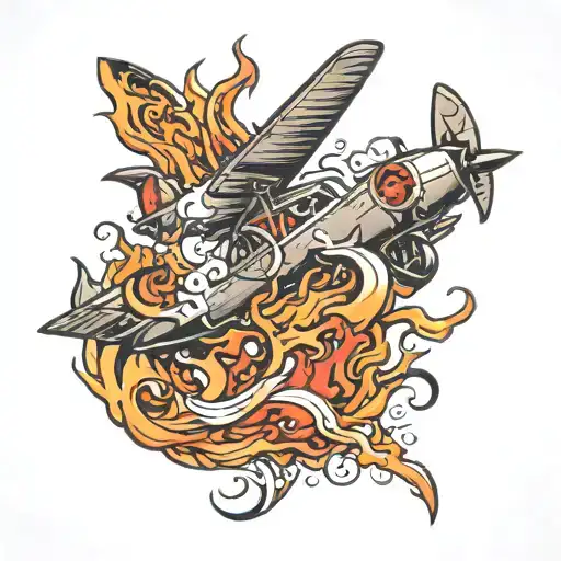 Plane And Fire Flames