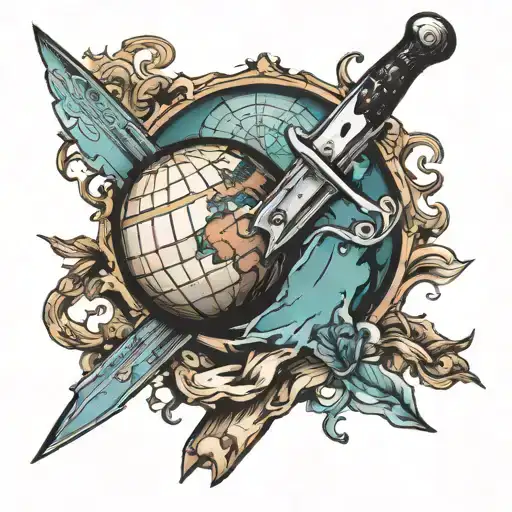 Globe And Kitchen Knife Stabbing