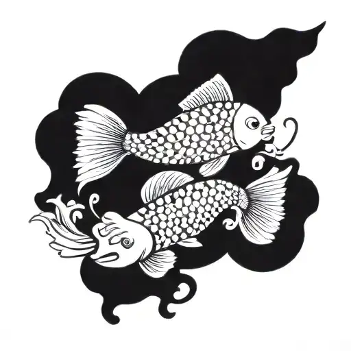 Yin And Yang Tattoo In The Form Of Black And White Fish