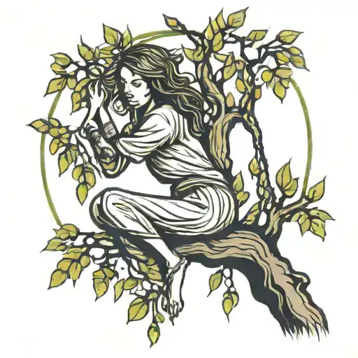 Willow Tree Swinging Girl Sitting