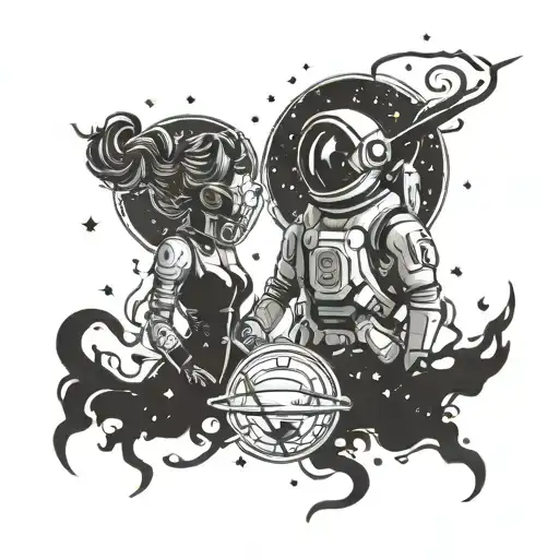 Silhoutte Couple Space Surrounded