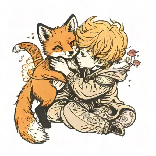 Little Prince Hugging A Fox