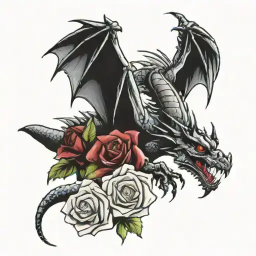 Dragon Holding A Rose Gothic Style