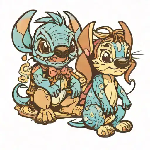 Disney Stitch And Caverpoo Dog Sitting