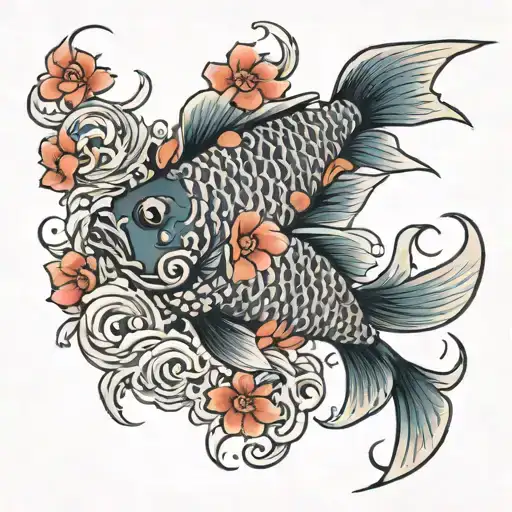 Japanese Coi Fish Surrounding