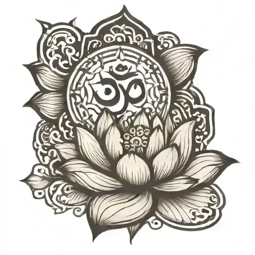 Lotus And Om Symbol