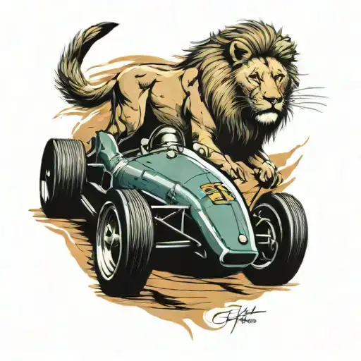 A Lion Driving An Enzo Ferrari F1 Car