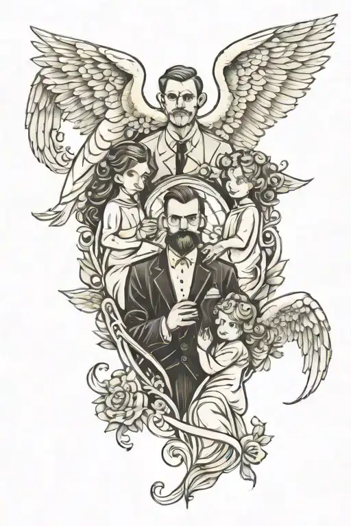 Father Two Daughters A Son And An Angel