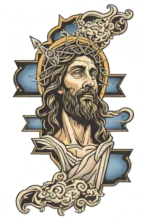 Jesus Face Looking At Sky