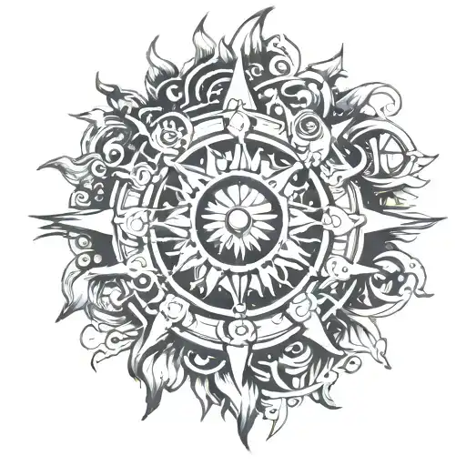 Sun Symbol Steam Punk With Leo Symbol Intertwined