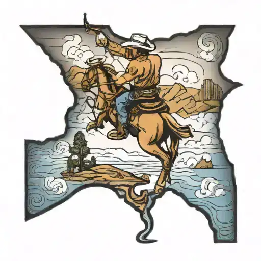 Cowboy Florida Wyoming Map Outline