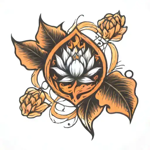 Heart Fire And Lotus Flower