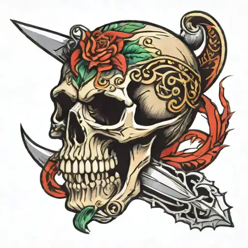 Skull Dagger Snake Wrapped