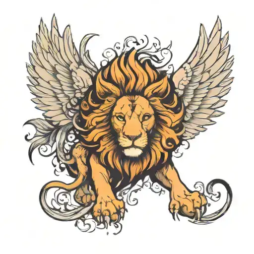 Lion With Phoenix Bird Wings