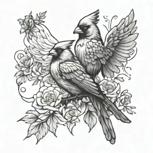 Cardinal And Angel Tattoo For Tricep