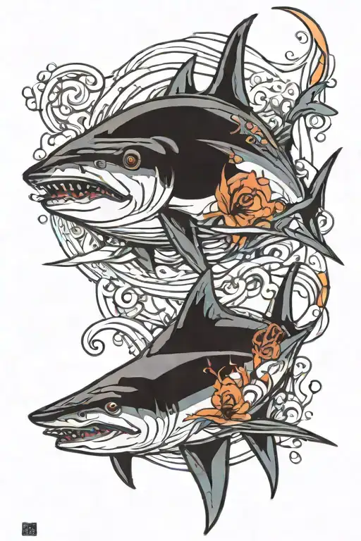 Half Submarine Half Thresher Shark Swimming