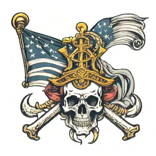 Is Navy Anchor And Skull With Flag