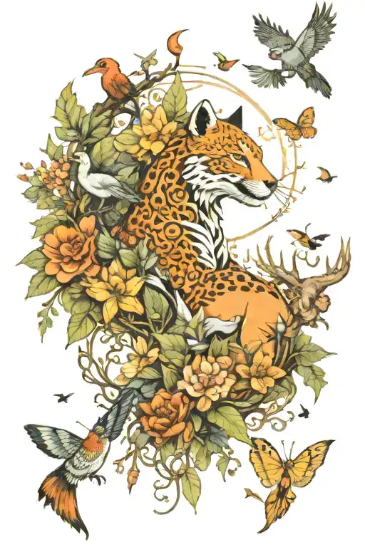 A Nature Scene Featuring Various Animals