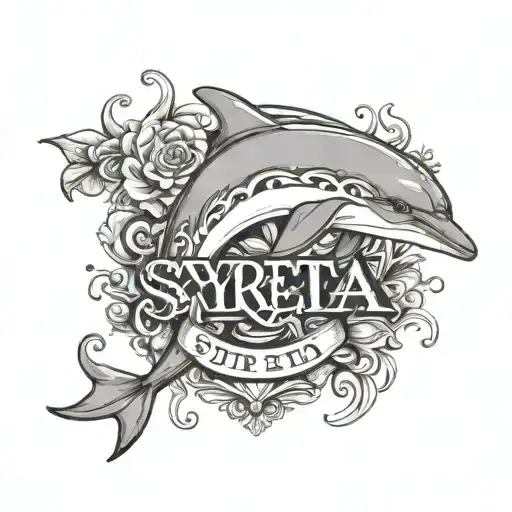 Create A Tattoo Image Of The Name Syreeta In The Shape Of A Dolphin In Letters