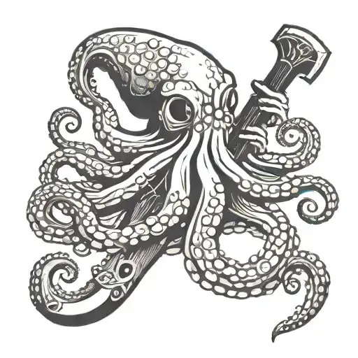 Octopus Holding An Axe