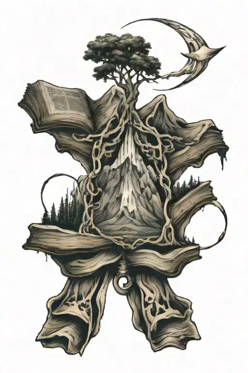 Mountian With Bible Verse Intertwined