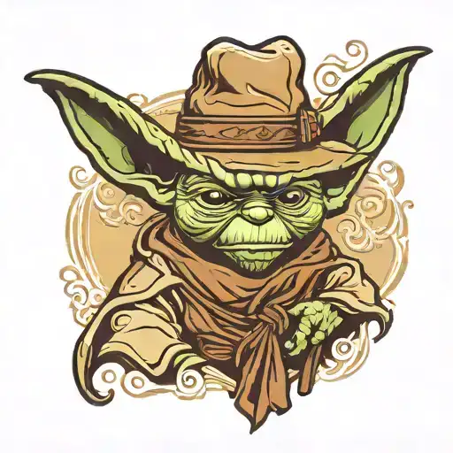 Western Style Yoda Wearing A Cowboy Hat