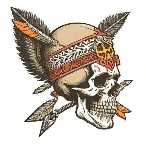 Arrows And Skull Wearing Head Dress