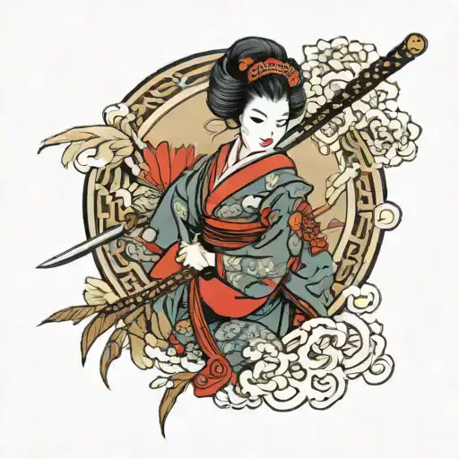 Geisha Holding A Katana