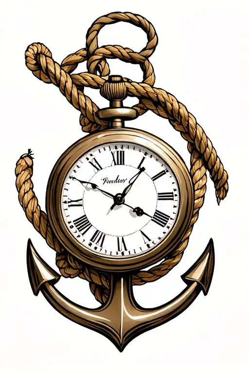 Pocketwatch Rope And Anchor Intertwined