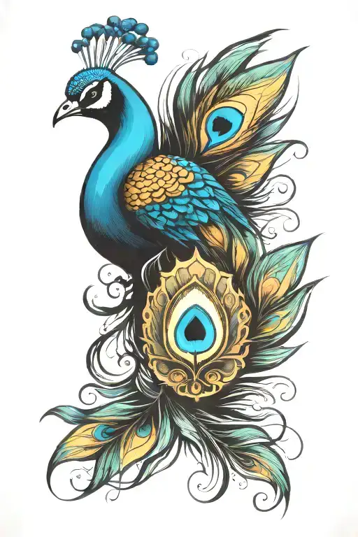 Peacock Feather Transforming Into A Gravestone