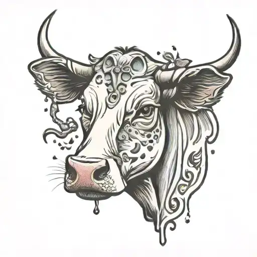 Cow With A Broken Hear And Tears Falling