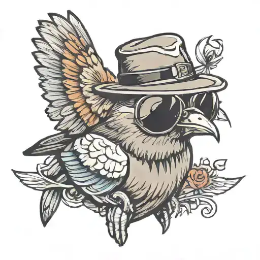 Gangster Pigeon With Hat And Sunglasses