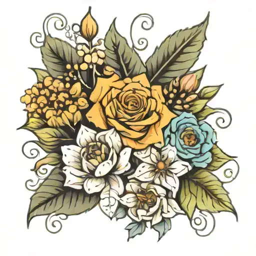 Fine Line September And July Birth Flowe Bouquet Made