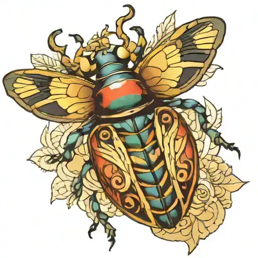 Egyptian Beetle And The Three Phase Goddesses