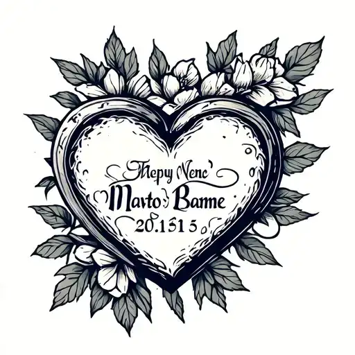 Heart Shape With Name And Date