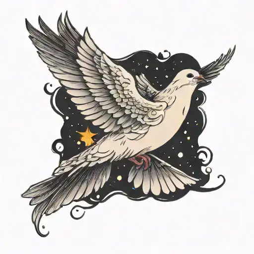 Dove Flying On A Dark Night