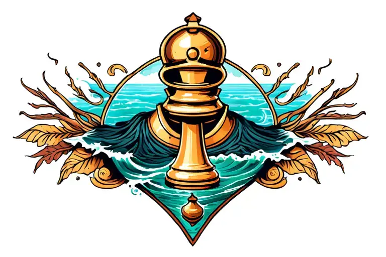 Chess Knight Piece Incorporating Ocean Background
