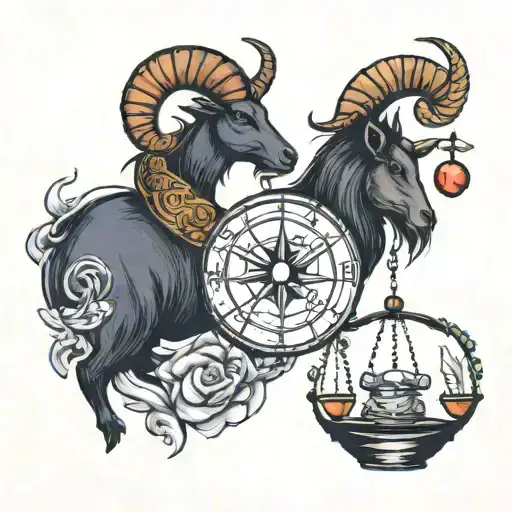 Capricorn Goat And Libra Scale