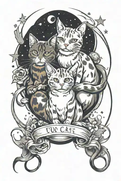 Two Cats In Space Gemini Sign
