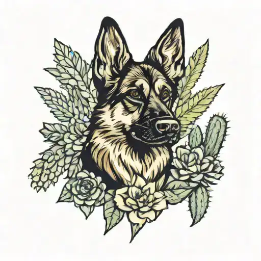 Phoenix Flag German Shepherd Cactuses Piggly Pear Cactuses