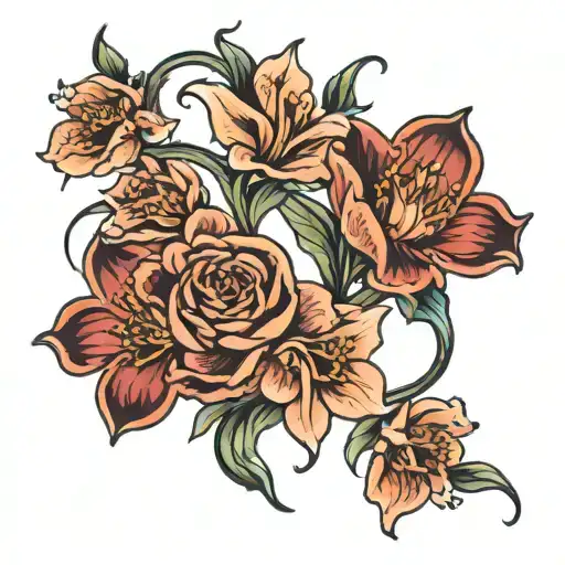 Febuary Birth Flowers Intertwined