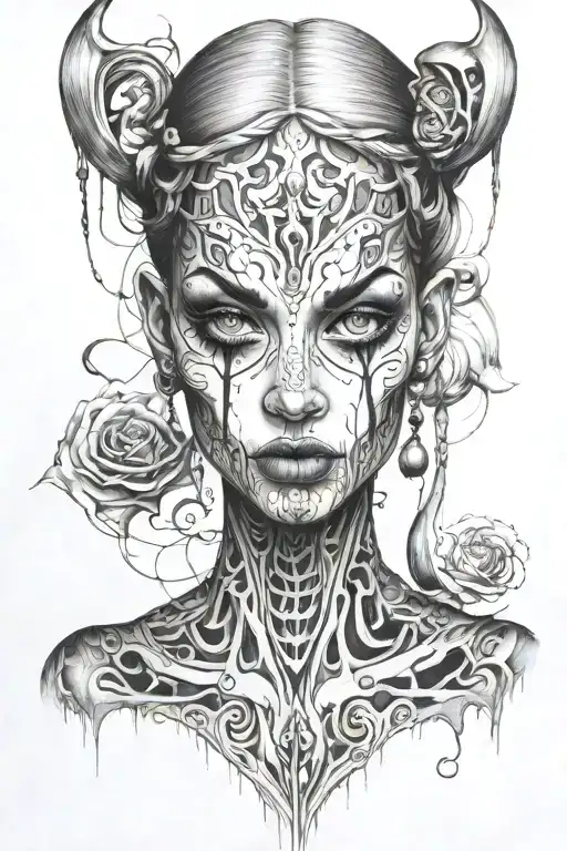 Scary Girl Distorted Face Morphing