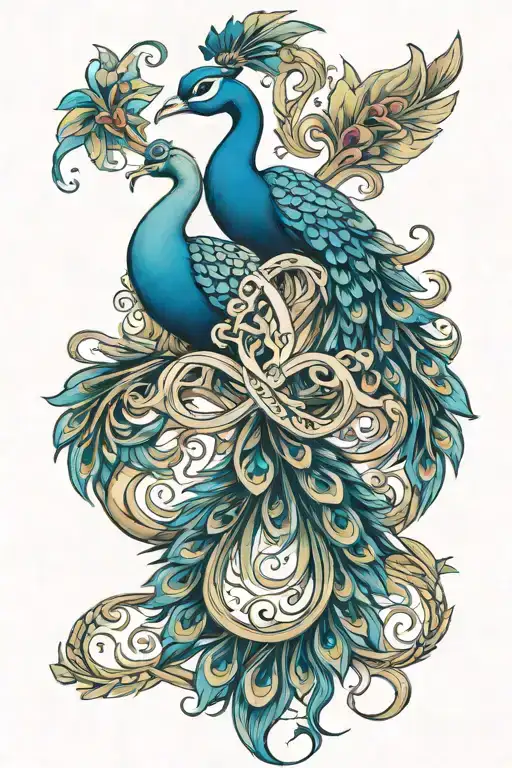 Peacock Shaped As Infinity Sign Intertwined