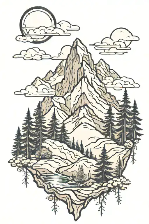 Mountain And Trees Background Looking