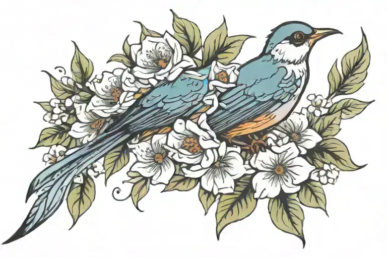 Bird With Flowers
