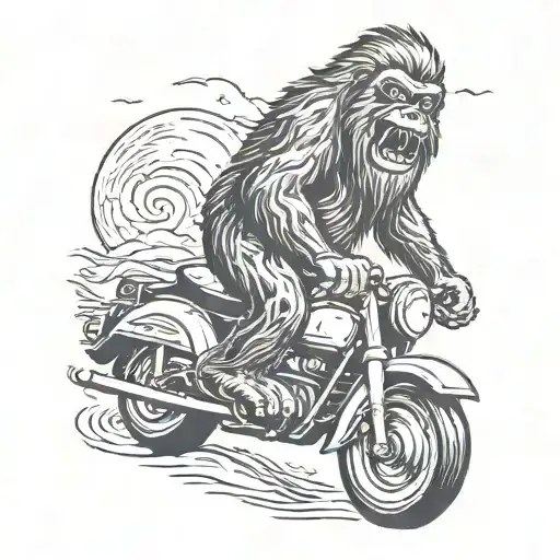 Traditional Bigfoot Riding Moped