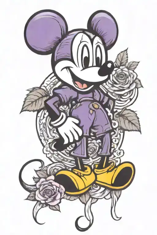 Micky Mouse Ears And Purple Rose