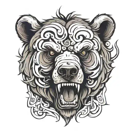 Three-eyed Bear Bearing Teeth Emerging